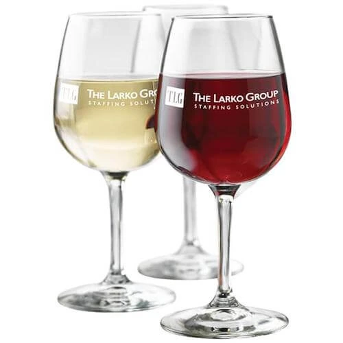 three half full wine glasses