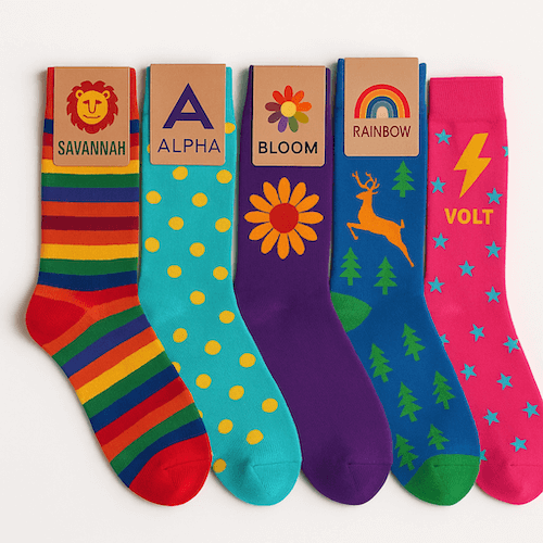 group shot of customized socks