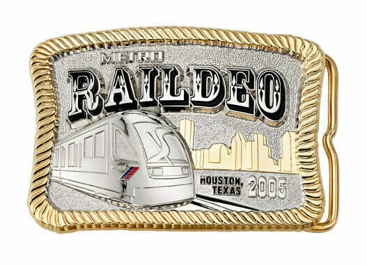 custom silver and gold metro belt buckle