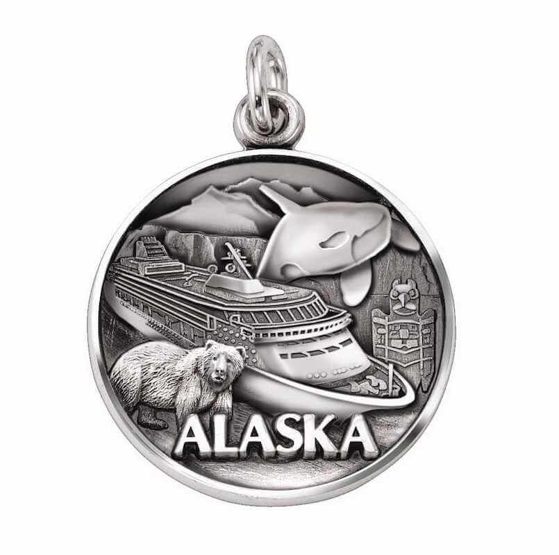 state pendant silver with landmarks