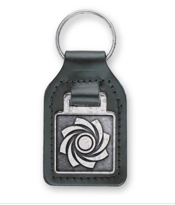 custom emblem leather business logo keychain