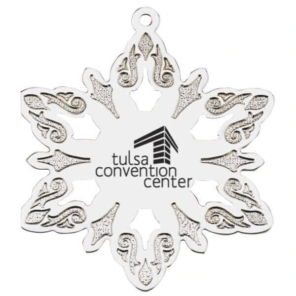 star ornament with company logo