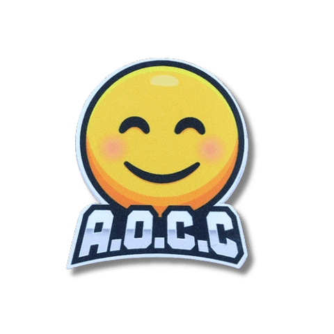 custom smiley face with aocc branding below