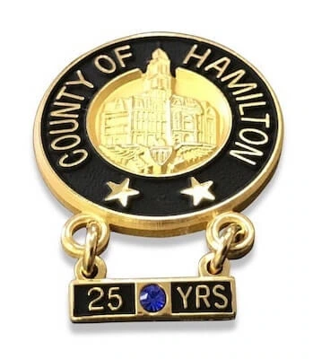 city years of service pins