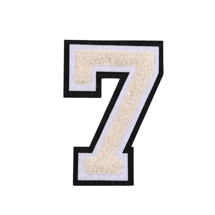 custom made patch in the shape of the number 7