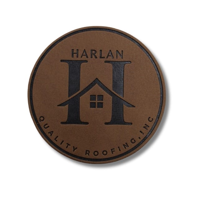 custom leather patch for harlan roofing