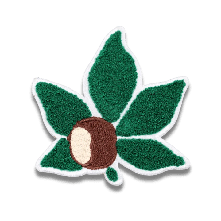 Chenille custom patch with green flower