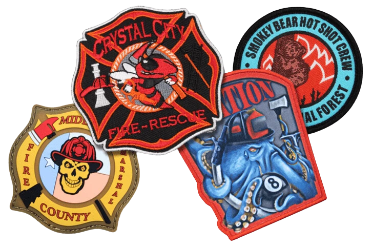 multiple police, military and firefighter patches