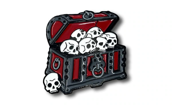 skulls in chest pin