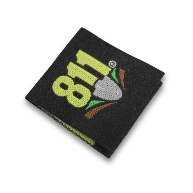 black and yellow custom woven label