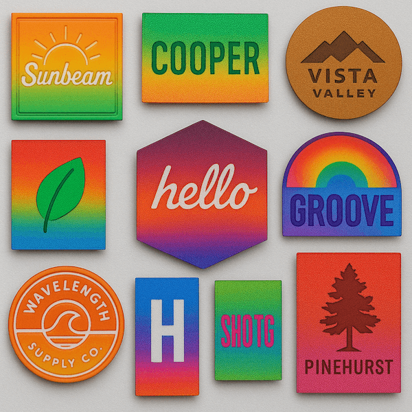 very colorful printed labels