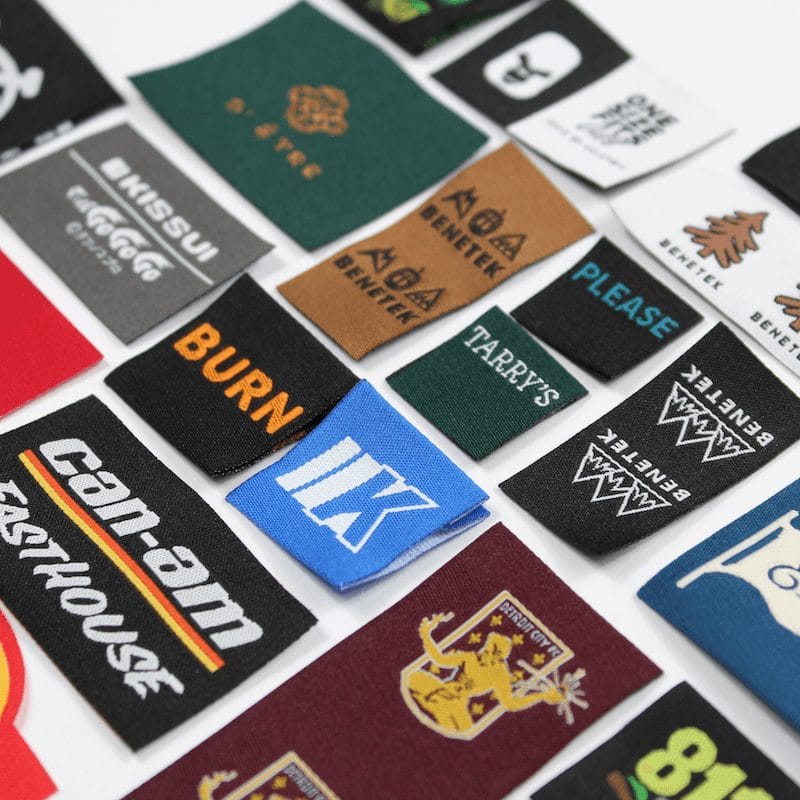 group of woven labels