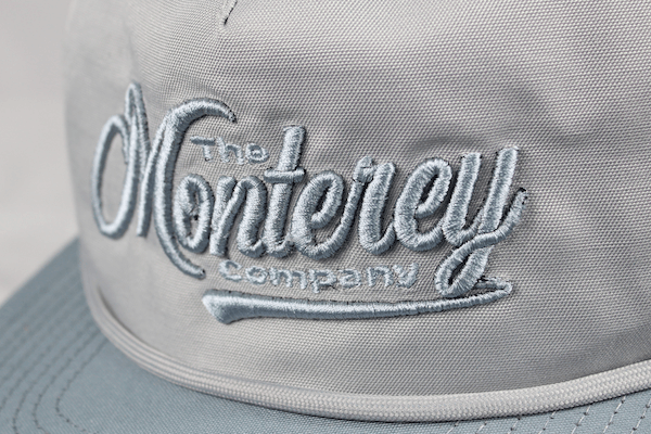 grey 3D embroidery on hat