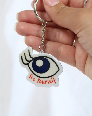 Clear acrylic keychain with printed logo