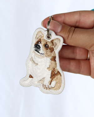 doggie embroidered keychain