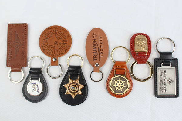 group of leather keychains