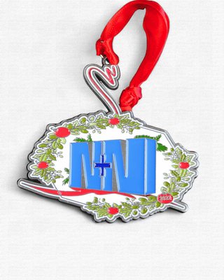 custom N+N ornament with wreath
