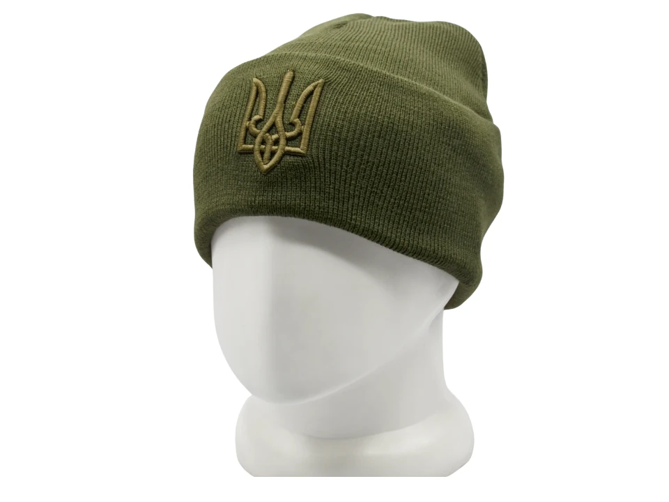 green beanie with custom green embroidery