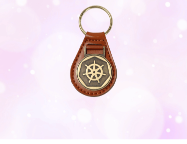 custom ships wheel leather keychain