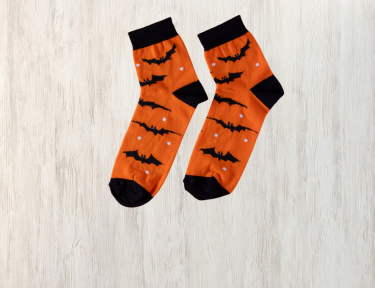 custom orange and black halloween style logo socks