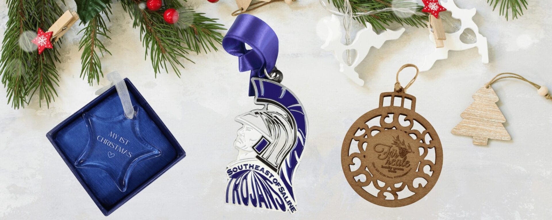 group of Unique Christmas Ornaments