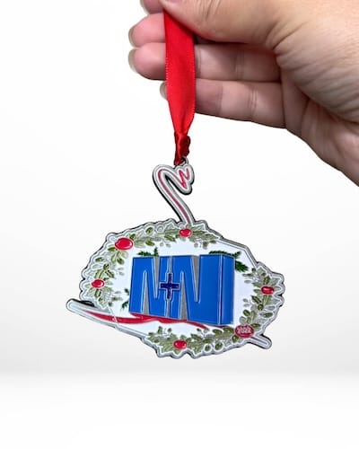 custom N+N wreath personalized ornament