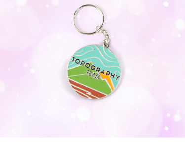topography metal keychain green/blue colors