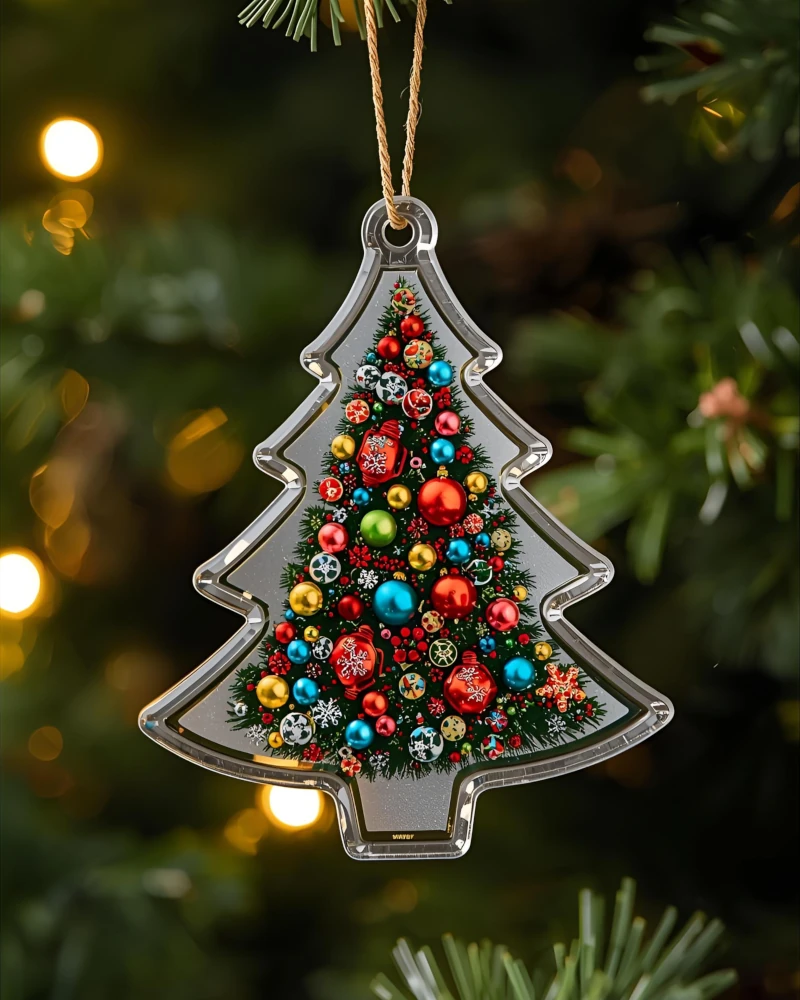 Christmas Tree printed Acrylic ornament