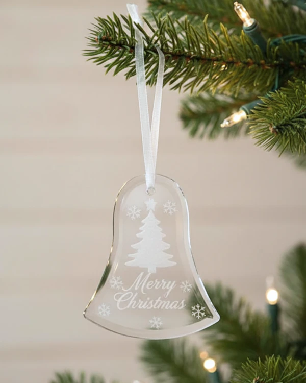 Merry Christmas Bell Glass Ornaments