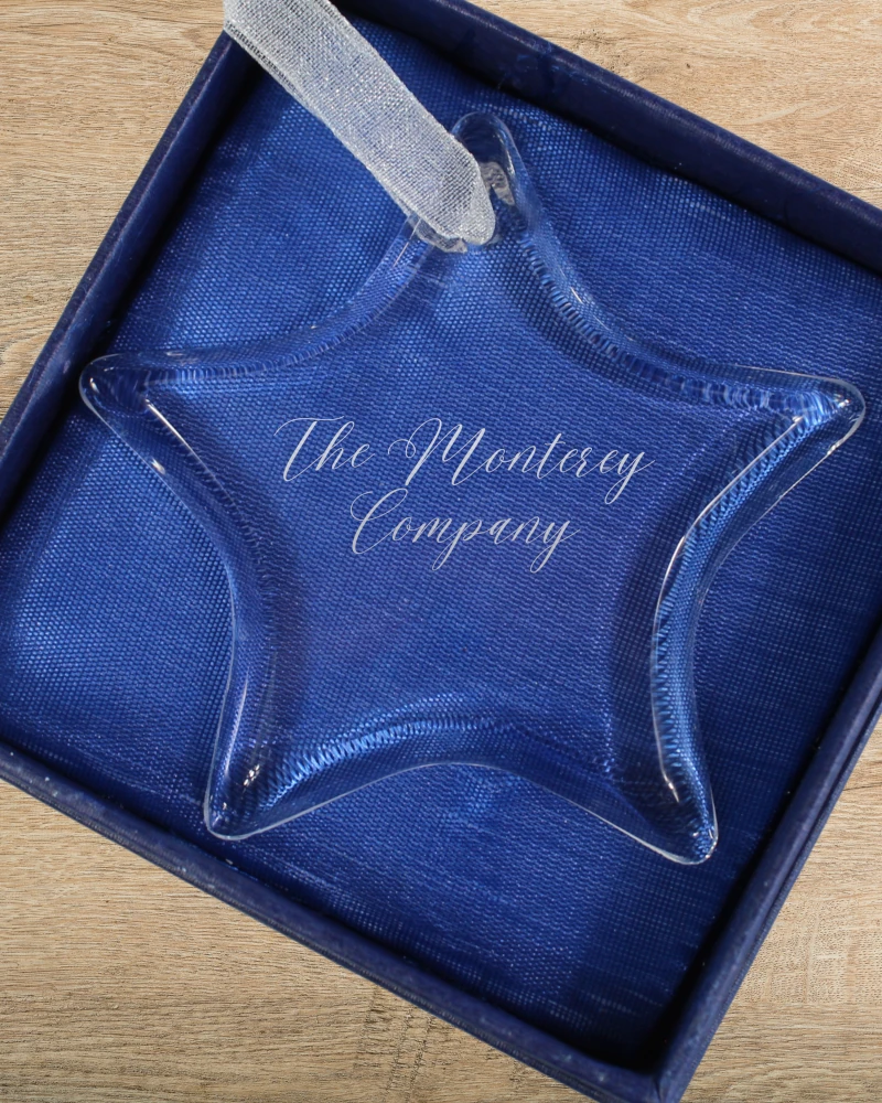 The Monterey Company glass engraved ornament
