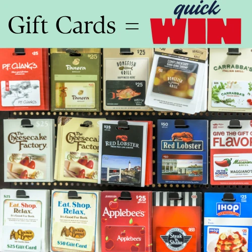 gift card = quick wins graphic