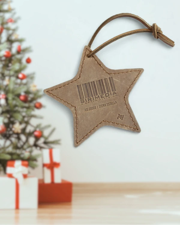 barcode star shape leather ornament