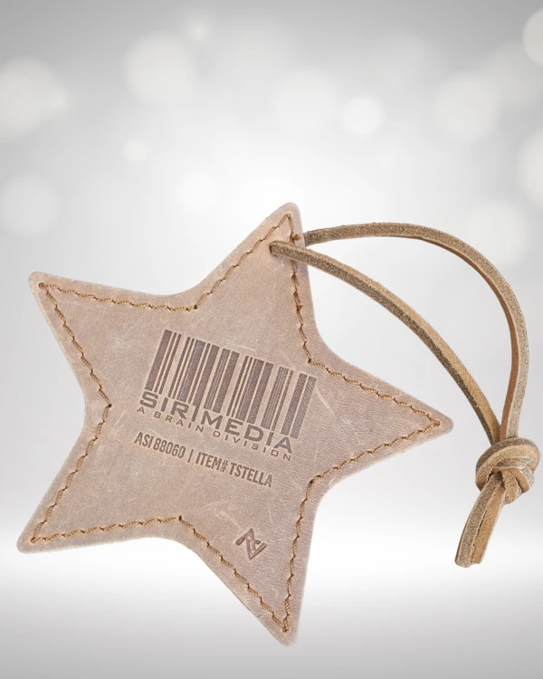 barcode star shape leather ornament