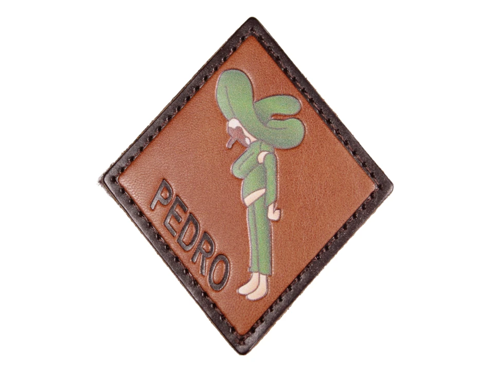 Pedro printed leather patch with stitched border