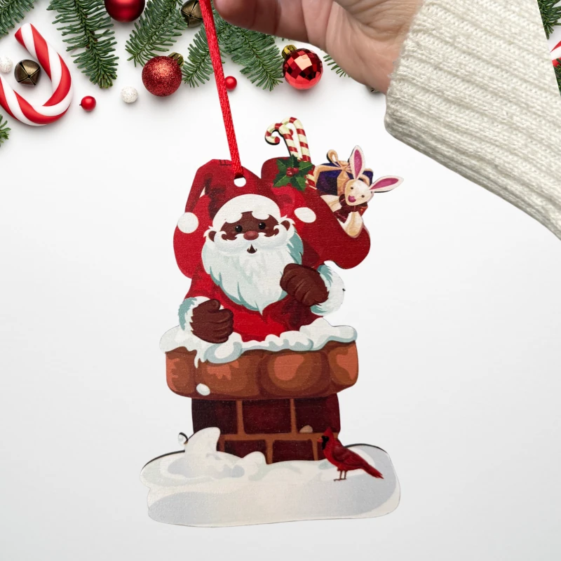 full color printed santa clause ornament