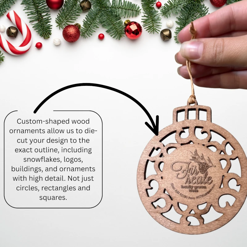 custom shaped bulb ornament with custom cut-outs