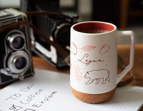Custom 12 oz Ceramic Travel Coffee Mug, Personalized Coffee Mug